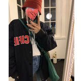 Vintage Letterman Jacket Autumn Cotton Baseball Uniform Sports Style with Letters Vintage Jacket Women's Preppy