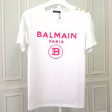 T Shirt Balmain Short Sleeve Half Sleeve Red Flocking Letters