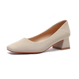 Nude Block Heels Closed Toe Chunky Heel Pumps Women's Spring Women's Shoes