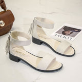 Nude Block Heel Peep Toe Roman Sandals