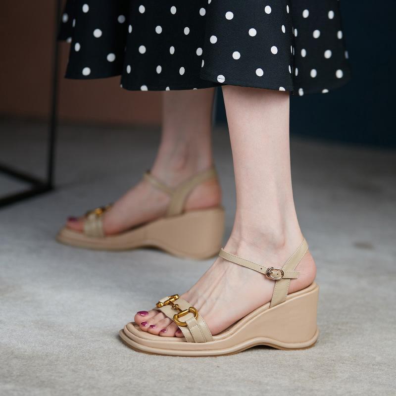 Women Open Toe Sandals Flats Summer Open Toed Platform Sandals with Roman Strap
