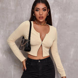 90s Outfits Autumn Winter Coat Women'S Retro Tight Sexy Zipper Knitwear Short Cardigan Long Sleeve T-Shirt