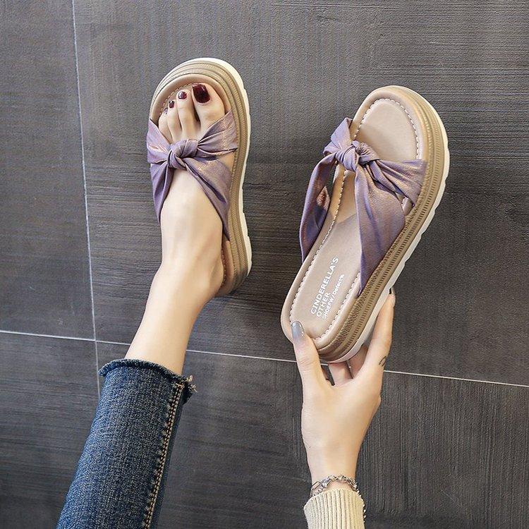Women Open Toe Sandals Flats Summer Platform Fashion Bowknot Sandals