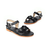 Flat Dress Sandals Summer Plus Size Buckle Strap Flower Cutout Sandals