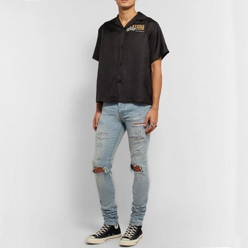 Amiri T Shirt Casual Hip Hop Plaid Long Sleeve Shirt for Men and Women