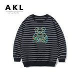 Children Boy Hoodie Spring Boy Long Sleeve Bathroom Striped Cartoon