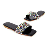 Flat Dress Sandals Flat Square Toe Large Size Hollow Candy-Colored Sandals