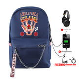 Stranger Things Hellfire Club Backpack Anime Peripheral Stranger Things Backpack Travel Bag USB Charging