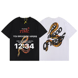 Rrr123 T Shirt Python Vintage Print Loose Short Sleeve