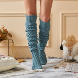 Winter Chunky Cable Thick Knit Thigh High Socks Long Stockings Boot Autumn Winter Knitted Socks Overknee Long Boot Bunching Socks