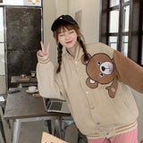 The Bears Varsity Jacket Double-Layer Jacket Women's Jacket Bear Baseball Uniform Autumn and Winter Special-Interest Design Jacket