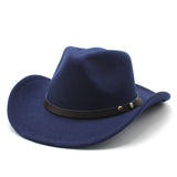 Cowboy Hats Autumn and Winter Western Denim Wool Jazz Top Hat Felt Fedora Hat