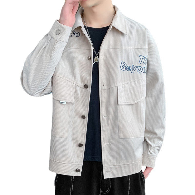 Corduroy Varsity Jacket Overalls Men's Autumn Baseball Uniform Spring and Autumn Sports Corduroy Autumn Wear Jacket