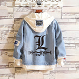 Comic Denim Jacket Men and Women Street Hip Hop plus Size Hooded Hooded Jacket