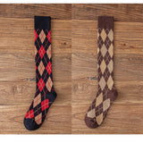 Winter Thick Knit Thigh High Socks Long Stockings Boot Fall Diamond Lattice Thigh High Socks Japanese Harajuku Socks