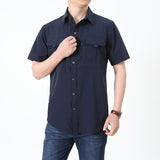 Men's Habit Shirts Spring Men's Solid Color Short Sleeve Slim Lapel Casual Men
