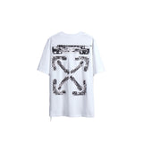 Off Whtie T Shirts Distressed Arrow Print Male And Female Trendy Brand Short Sleeve