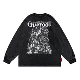Oversized 90S T Shirt Autumn Retro Portrait Printing Long Sleeve T-shirt Men round Neck Loose Top