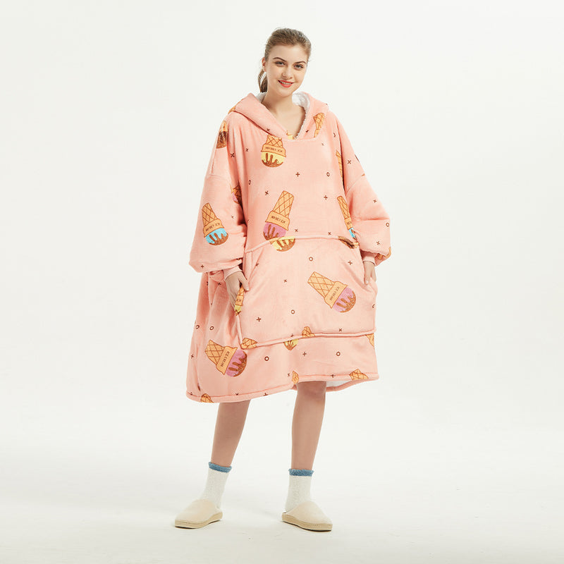 Hoodies Blankets Lambswool Lazy Blanket Loose-Fitting plus Size Pullover Home