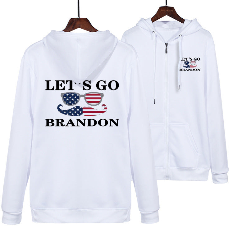 Let'S Go Brandon Hoodie English Letter Pattern Men And Women Hooded Zipper Sweatshirt