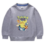 Children Pokemon Pikachu Hoodie Cotton Top Children's round Neck Bottoming Shirt