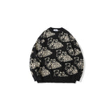Mens Fall Outfits Smiley Face Jacquard Knitted Sweater Men's Loose Street Couple Casual Top