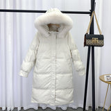 Women Winter Coats Puffer Jacket Down Coat White Duck Down Jacket Hooded Thickened Big Fur Collar Coat