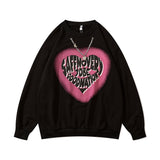 Mens Fall Outfits Heart Graffiti Sweater Couple's Men's and Women's Casual Long-Sleeved Top