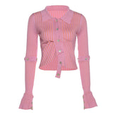 Music Festivals Rave Outfits Girls Tops Autumn and Winter Women's Clothing Fashion Long Sleeve Single-Breasted Sweater