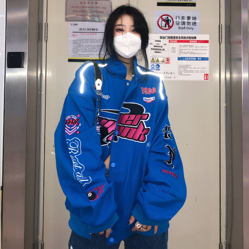 Alaska Varsity Jacket Vintage Embroidered Loose Baseball Uniform Coat