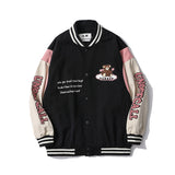 The Bears Varsity Jacket Cartoon Embroidered Jacket Baseball Uniform Spring and Autumn  Contrast Color I Jacket