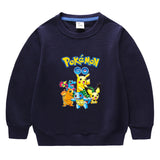 Children Pokemon Pikachu Hoodie Spring and Autumn Solid Color Hoodie Cotton