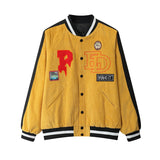 Yellow Varsity Jacket Autumn Winter Retro Corduroy Jacket Men's Loose Embroidered Baseball Uniform Coat
