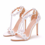 Nude Heels for Wedding Sandals Buckle Strap Shoes High Heel Sandals