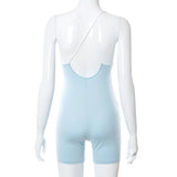 Summer Solid Color Sexy Suspenders Backless Tight Shorts Jumpsuit for Women