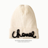 Toboggan Hat Autumn Hat Wool Pearl Knitted Woolen Cap Beanie Hat