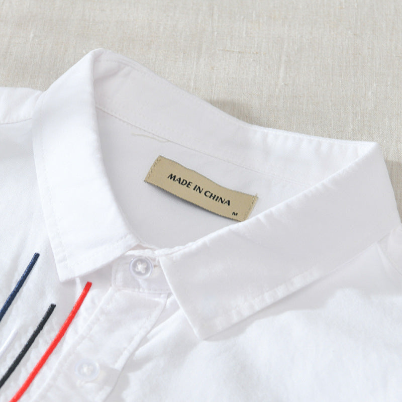 White Work Shirts Men's Casual Square Collar Shirt