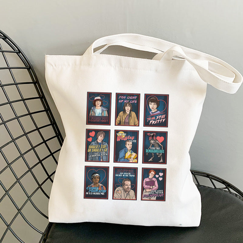 Stranger Things Hellfire Club Handbag Stranger Things Canvas Bag Printing Portable Shoulder Canvas Bag