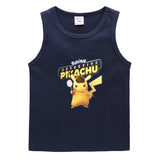 Children Pokemon Pikachu T Shirt Cotton Leisure Solid Color Sports Vest