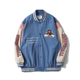 The Bears Varsity Jacket Cartoon Embroidered Jacket Baseball Uniform Spring and Autumn  Contrast Color I Jacket