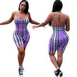 Women Plaid Catsuit Woman Checkered Jumpsuit Suspender Plaid Printed Casual Jumpsuit Jumpsuit