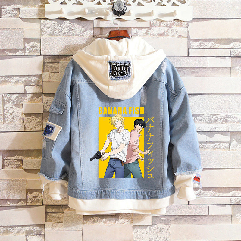 Comic Denim Jacket Male and Female Students Loose Sweater Denim Jacket