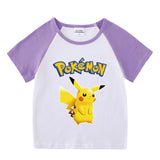 Children Pokemon Pikachu T Shirt Summer Clothing Short Sleeve T-shirt Cotton Leisure Sports