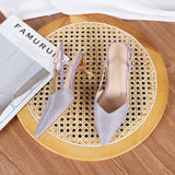 Nude Block Heels Closed Toe Sandals Women's Color Block High Heels Spring