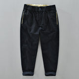Mens Corduroy Pants Cotton Stretch Autumn and Winter Casual Pants Thickened Tapered Contrast Color Men's Trousers