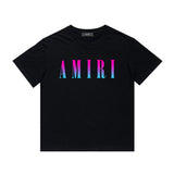 Amiri T Shirt Gradient Letter Flower Casual Hip Hop Short Sleeve T-shirt