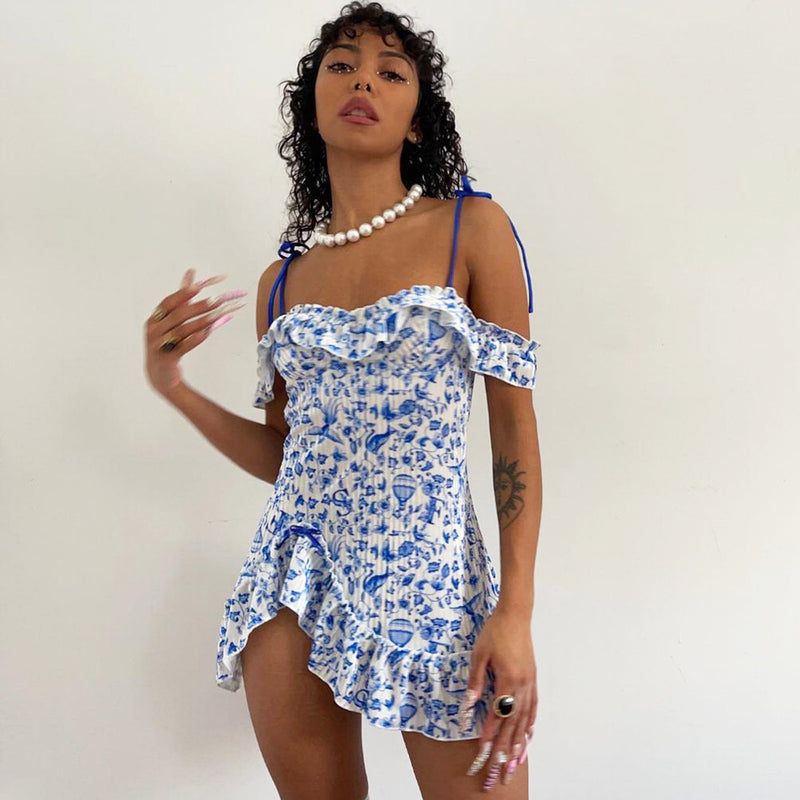 Mini Club Dresses Summer Women's Slim-Fit Printed Dress