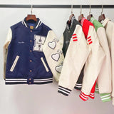 Bone Varsity Jacket Love Leather Sleeve Baseball Uniform Jacket Coat Embroidery