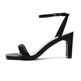 Nude Strappy Block Heels Sandals