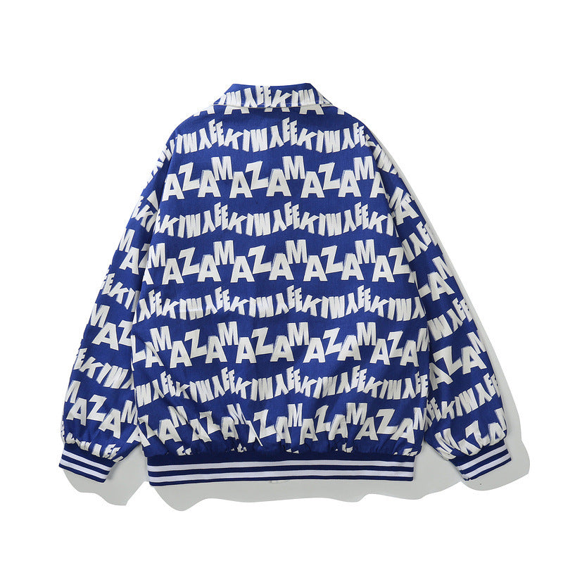 Baby Blue Varsity Jacket Loose Men's and Women's Coats Baseball Uniform Jacket Embroidery